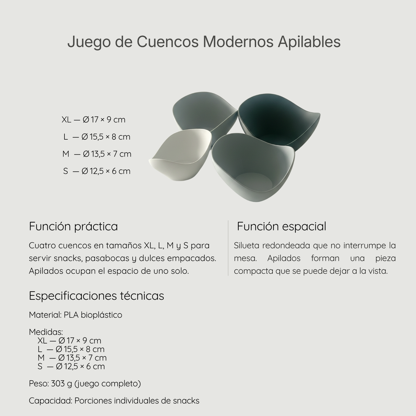 Juego de Cuencos Modernos Apilables